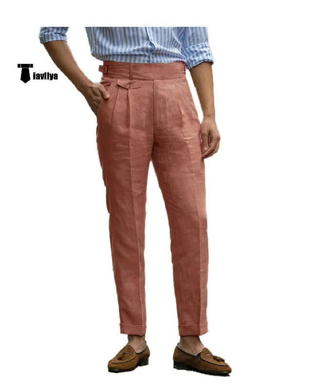 Leisure Men's Suit Pants Cotton Linen Trousers For Wedding