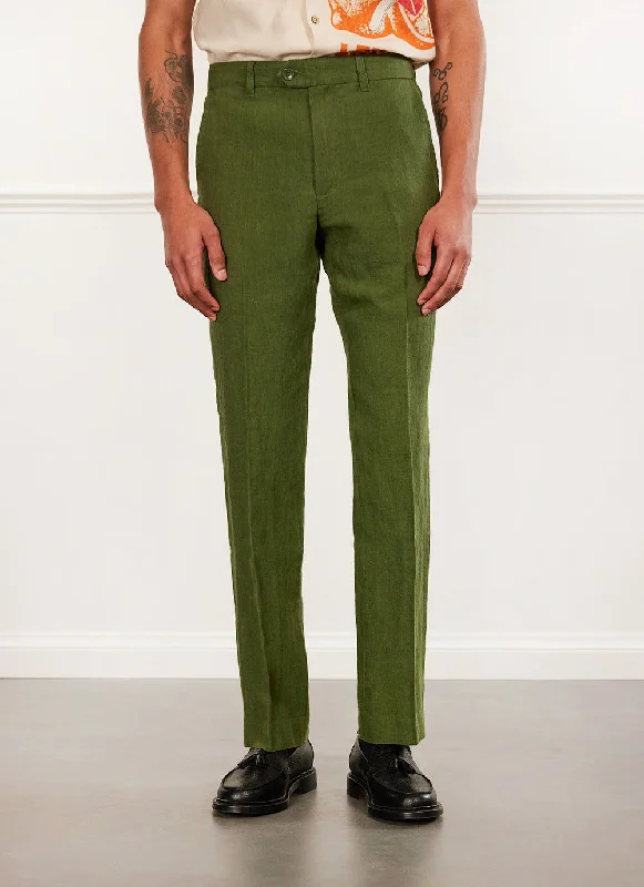 Tailored Linen Trousers | Forest