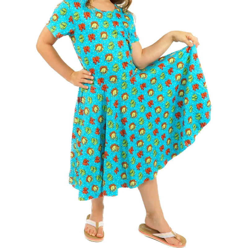 Dinosaurs Polka Dots Kids Twirl Dress [FINAL SALE]