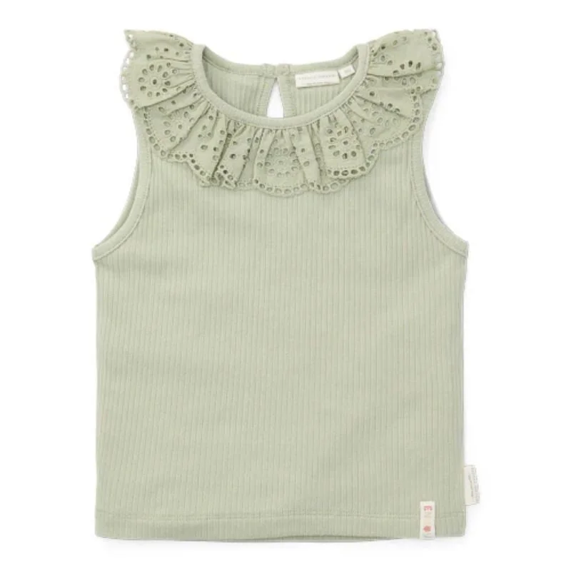 Wooden play airports for transportation role - play​ Sleeveless Ruffle Ribbed Top - Grass Green