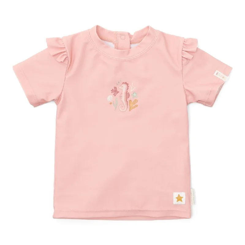 Wooden ride - on toys for outdoor fun​ Swim T-shirt Short Sleeves Ruffles Seahorse Pink