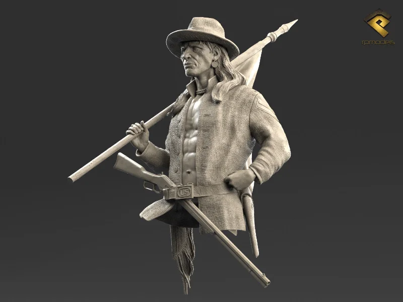 Dollhouse model toys with detailed furniture for imaginative play​ US Cavalry Indian Scout "Curley" 1/12 Bust