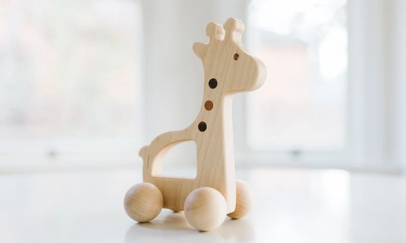 Wooden teeter - totter toys for social play​ Giraffe Push Toy