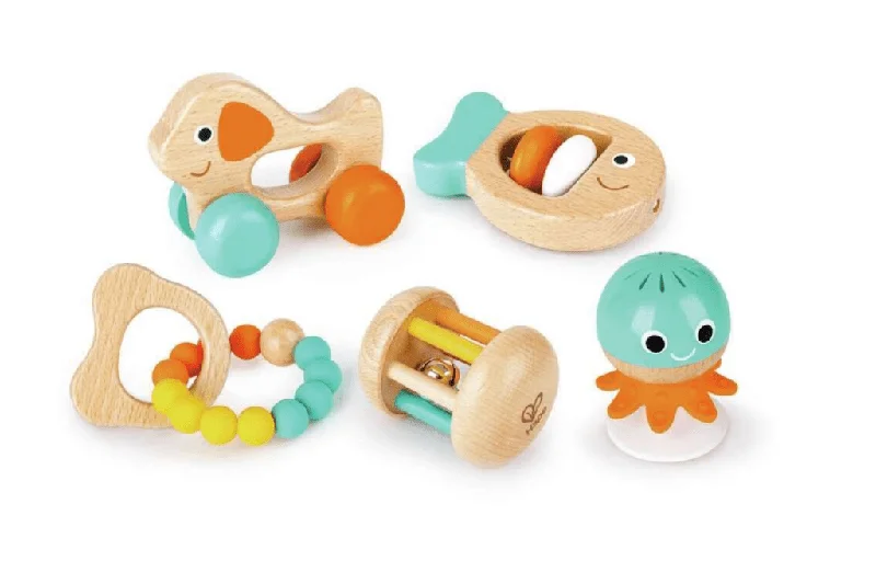 Wooden dollhouses with detailed furniture​ Hape Infant Instrument and Sensory Toy Set