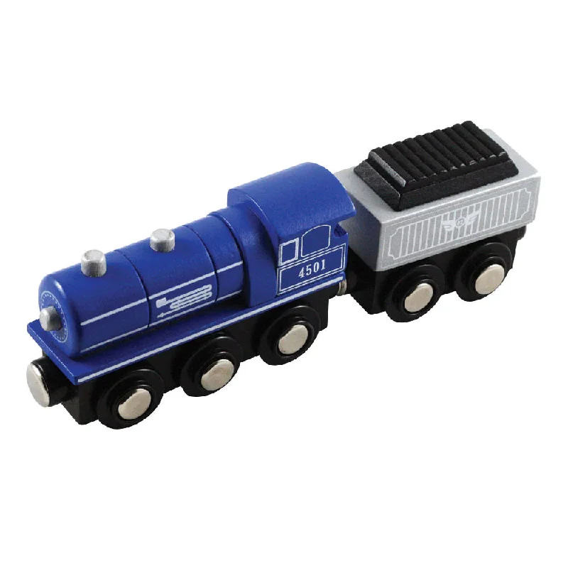 Wooden mobile toys for hanging over cribs​ Li’l Chugs - Blue Steam Locomotive & Coal Tender