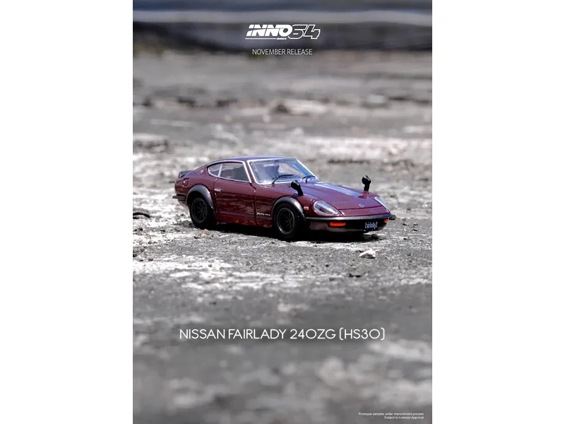 Miniature - garden model toys for horticulture lovers​ Nissan Fairlady 240ZG (HS30) RHD (Right Hand Drive) Maroon 1/64 Diecast Model Car by Inno Models