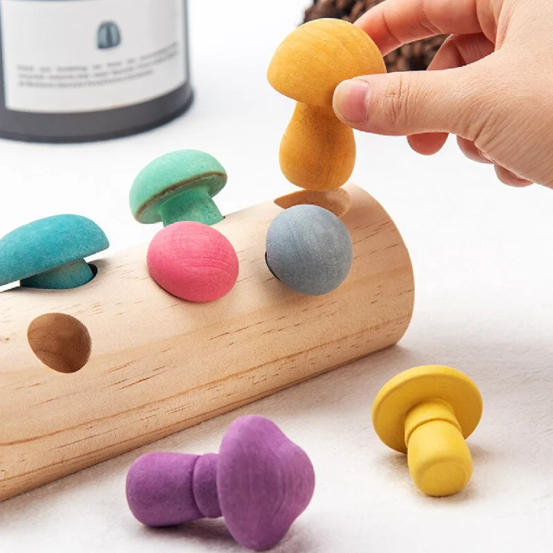 Wooden maracas for rhythmic shaking​ Wooden Mushroom Sorting Puzzle Toy