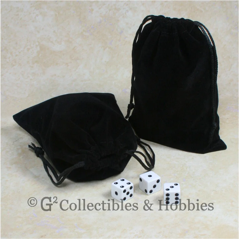 Valentine's Day plush toys with heart motifs​ Dice Bag: Large Black Velveteen - 2pc Set