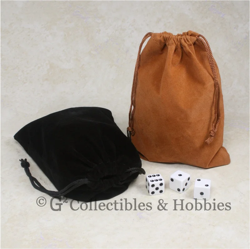 Plush toys for teachers with apple - or blackboard - shaped accents​ Dice Bag: Large Brown & Black Velveteen - 2pc Set